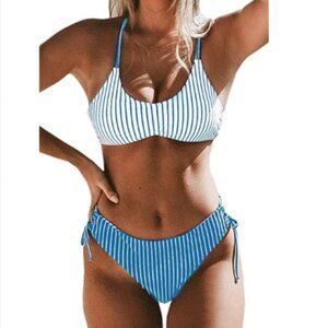Women's Bikini Swimsuit Striped Reversible Bottom